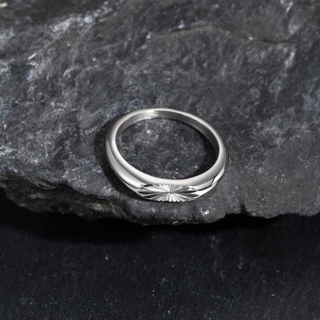 Fashion Stainless Steel Minimalist Signet Ring for Men, Geometric Jewelry Father's Gift