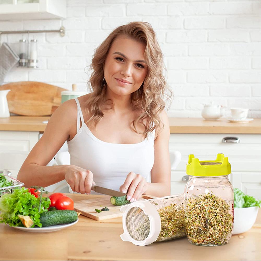 Sprouting Jars Lids Kit with Stainless Steel Screen for Wide Mouth Mason Jars