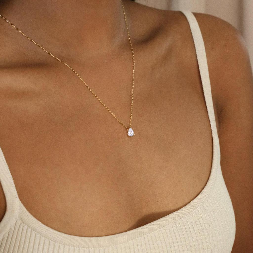 Teardrop Zircon December Birthstone Necklace