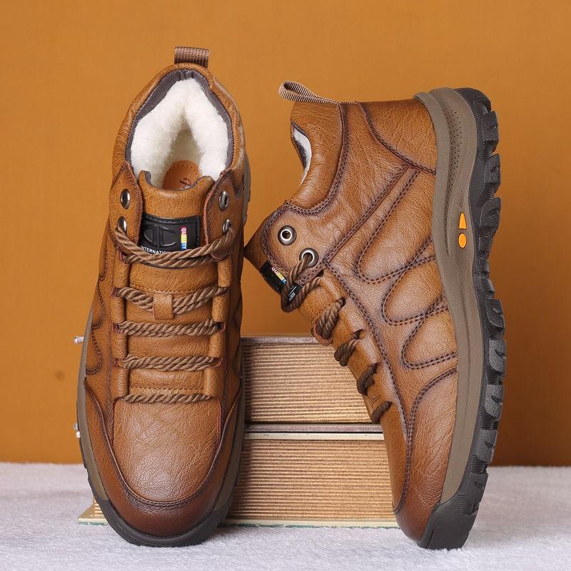 Mingfu men's cotton shoes high-top thickened warm and non-slip high-tube men's cotton shoes winter wear-resistant thick-soled men's casual cotton shoe