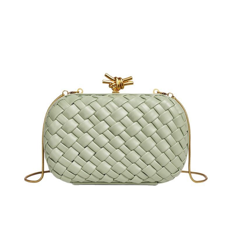 Xiaoxiangfeng Handgewebte Abendtasche Ketten-Clutch-Tasche Großer Namensclip-Kasten Diagonale Schultertasche