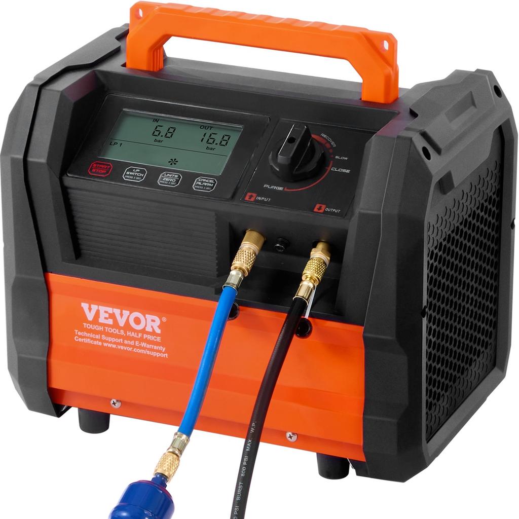 VEVOR Refrigerant Recovery Machine, 1 HP Dual Cylinder Portable AC Recovery Machine with 3000rpm Brushless Motor