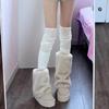 Damen Kunstfell Beinwärmer Party Kostüme Warm Flauschig Beinwärmer Stiefelmanschetten Abdeckung
