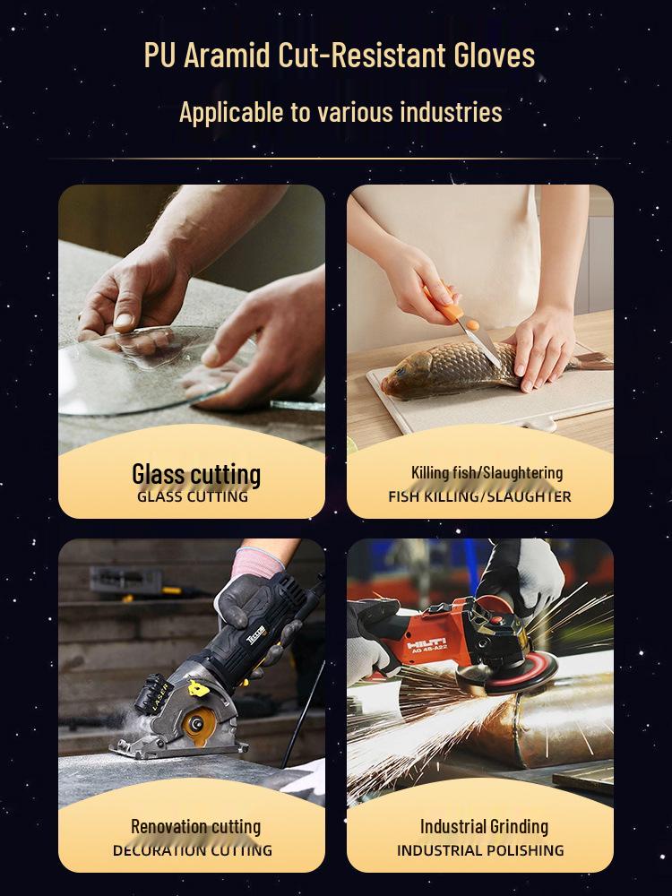 Level 5 Cut-Resistant Gloves: Anti-Slip, Wear-Resistant, Anti-Stab, for Kitchen, Outdoor, Woodworking, and Fishing Safety.