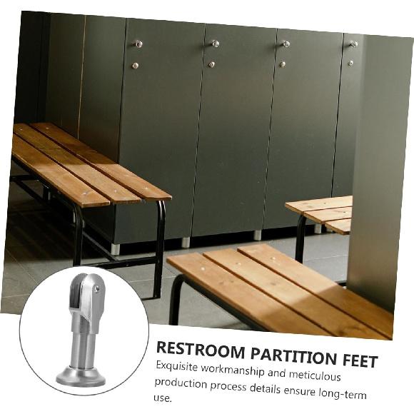 Mobestech 2 Pcs Partition Bracket Feet Toilet Partition Feet Stainless Steel Partition Feet Foot Support Brace Wall Mount Holder Toilet Partition
