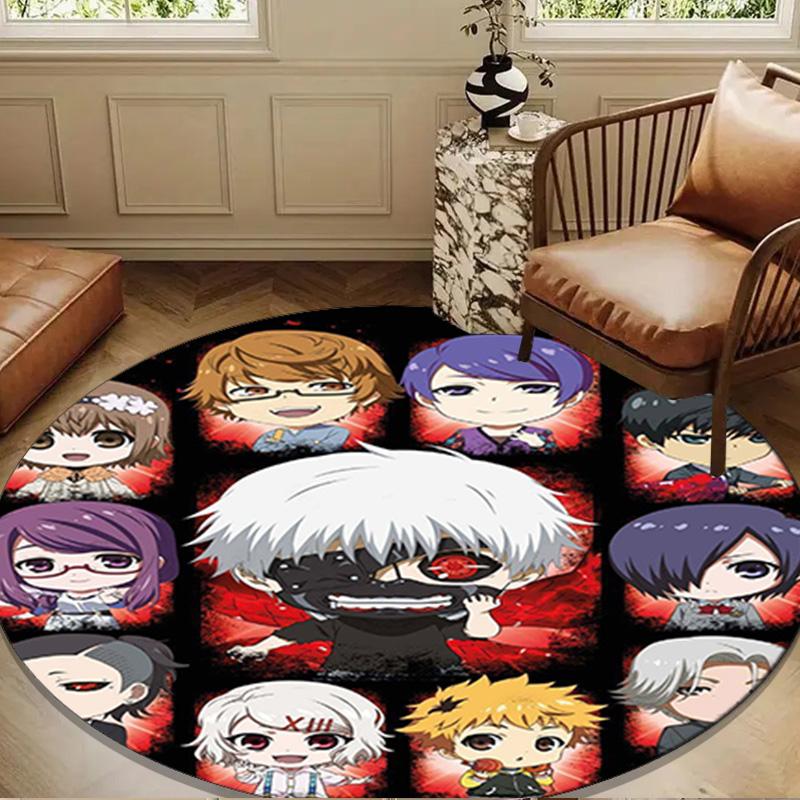 Tokyo anime Artwork Round Rug for Livingroom,Bedroom, Palyroom, Chair Rug, Area rug, Circle Carpet, Large Size Fan Christmas gift