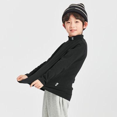 Boys' Embroidered High-Neck Thermal Long Sleeve T-Shirt