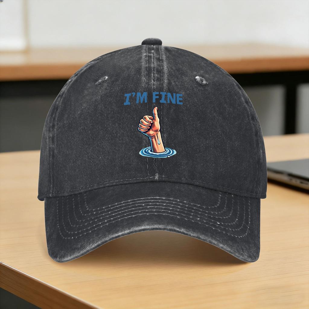 I';M Fine Thumbs Up Sun Baseball Cap Unisex Men Custom Logo Hip Hop Hats Summer Fashion Outdoor Gym Sun-Proof Baseball Caps