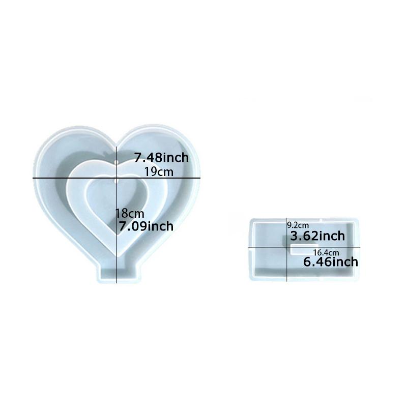 WTEMPO DIY Epoxy Resin Molds Kit Hollowed-out Heart-shaped Photo Frame Molds with Colorful Bead Chains Home Decoration Display Stand Silicone Molds