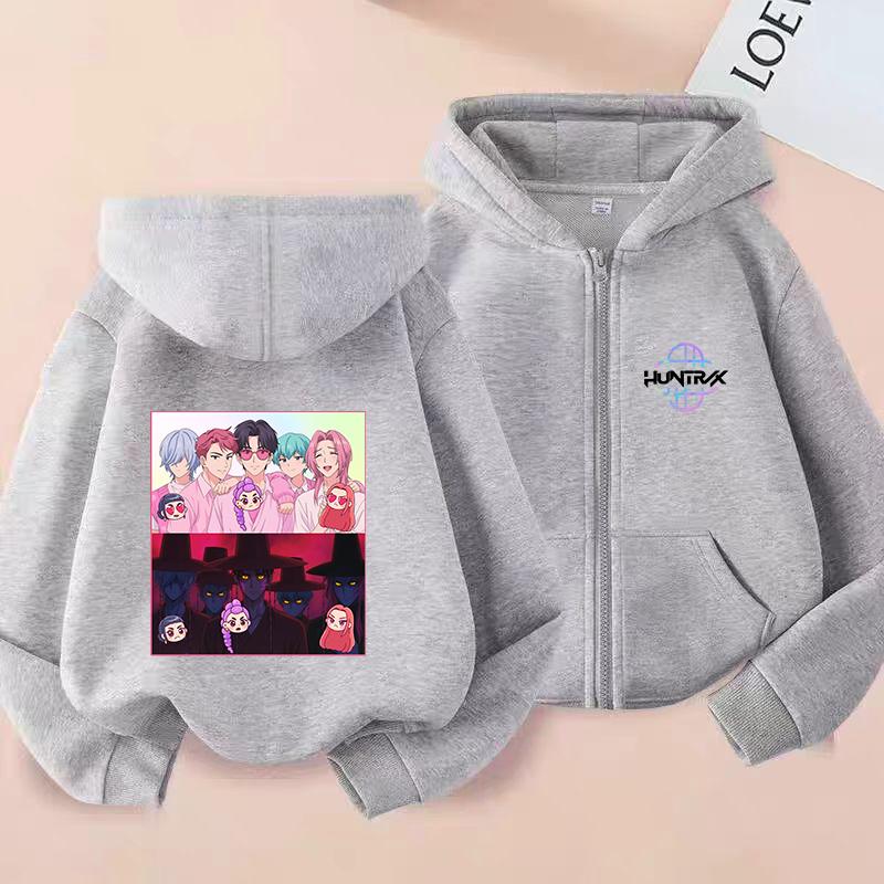 2025 New Y2K KPop Devil Hunter Zipper Hoodie Autumn Casual Long Sleeve Children's Clothing Fashion Versatile Girls' Top