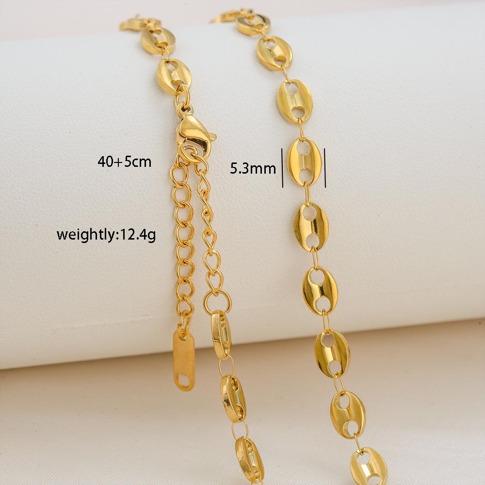 Élégant Collier Chaîne Boîte en Acier Titane Plaqué Or 18 Carats pour Femmes