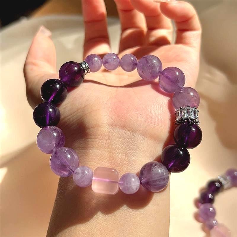 Nine Purple Fire Natural Amethyst Bracelet National Style Xiaohong Duobao Jewelry Original White Crystal Bracelet
