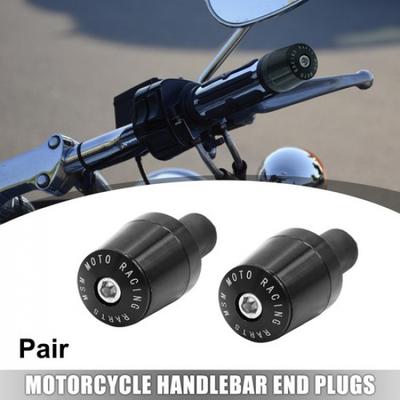 Pair Motorcycle 18mm 0.71" Aluminium Alloy Handlebar Handle Grip End Cap Black