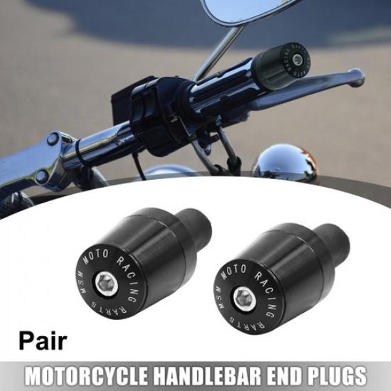 Pair Motorcycle 18mm 0.71  Aluminium Alloy Handlebar Handle Grip End Cap Black