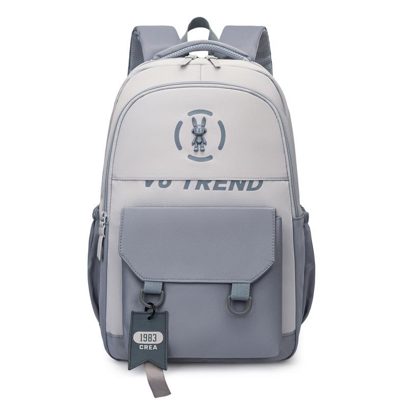 Lightweight Wear-Resistant Contrast Backpack Student Campus Schoolbag светло-серый