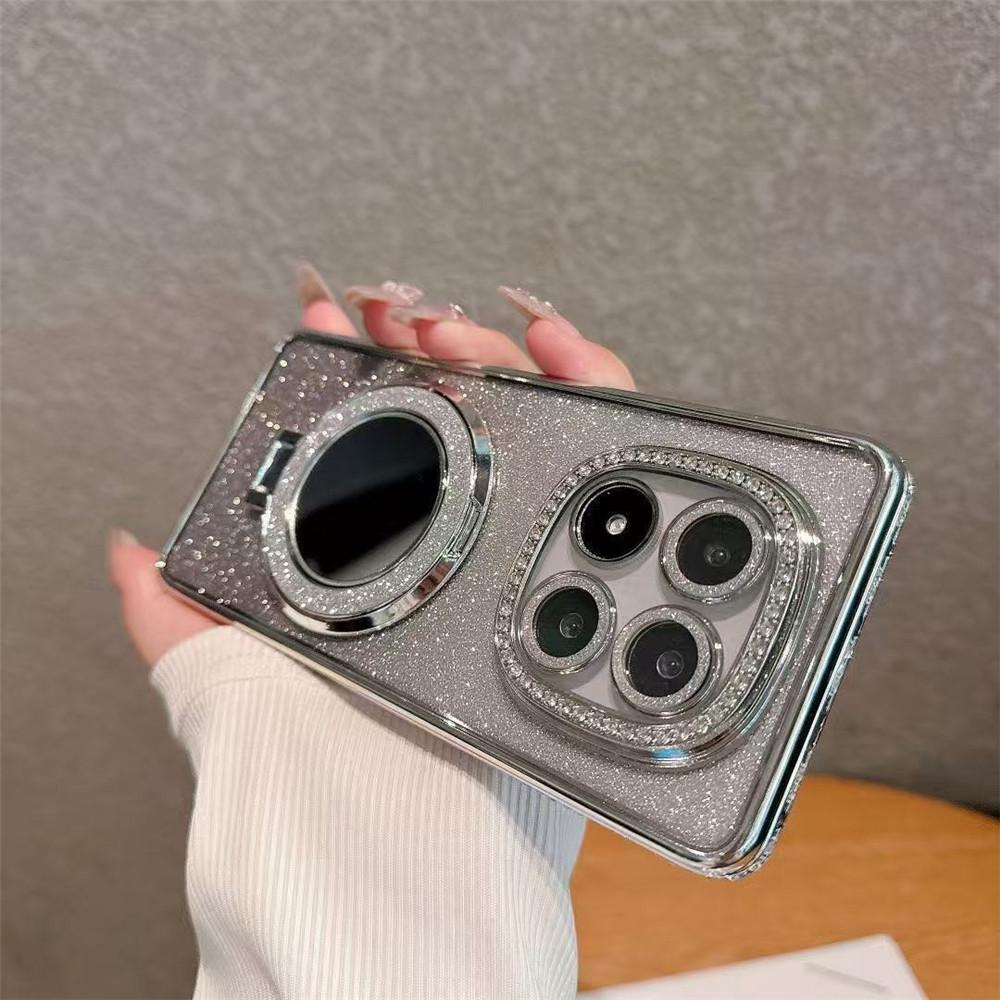 Glitter Diamond Mirror Magnetic Stand Case For Xiaomi Remi Note 14 Pro 5G 13 Pro Plus 12 11 10 Pro 11S 10S 14C 13C A3 4G Cover