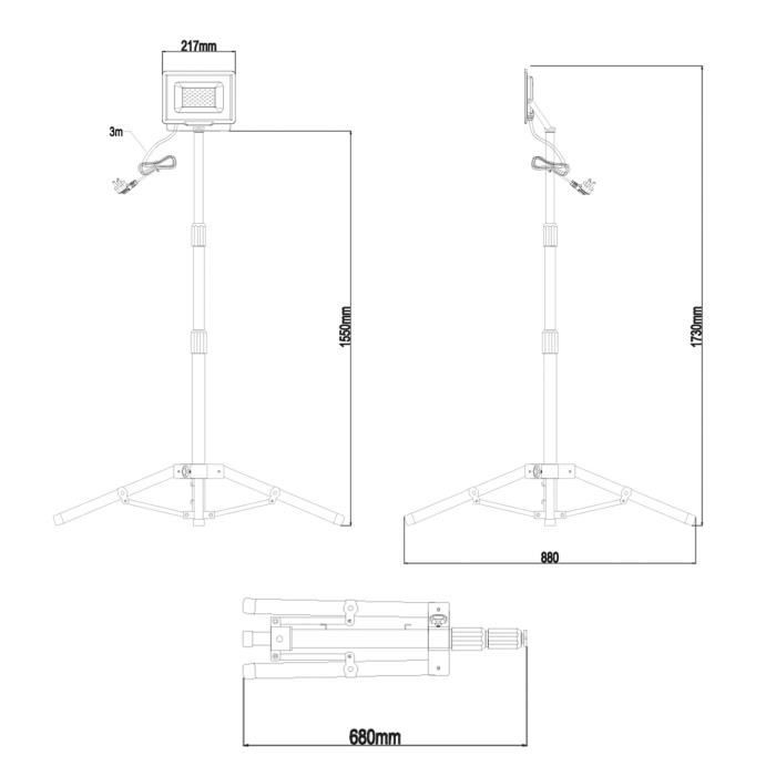 LED Projector - WAINGRO - 50W - IP65 - Extendable Tripod 173cm
