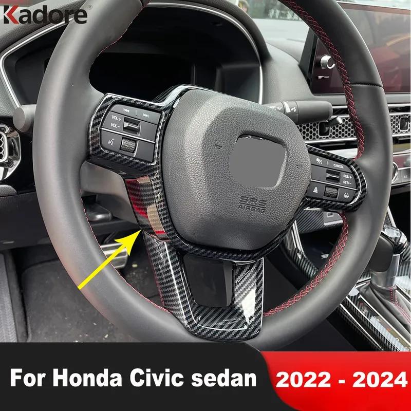 For Honda Civic Integra Sedan 2024 Carbon Fiber Car Steering Wheel Panel Cover Trim Interior Mouldings Accessories