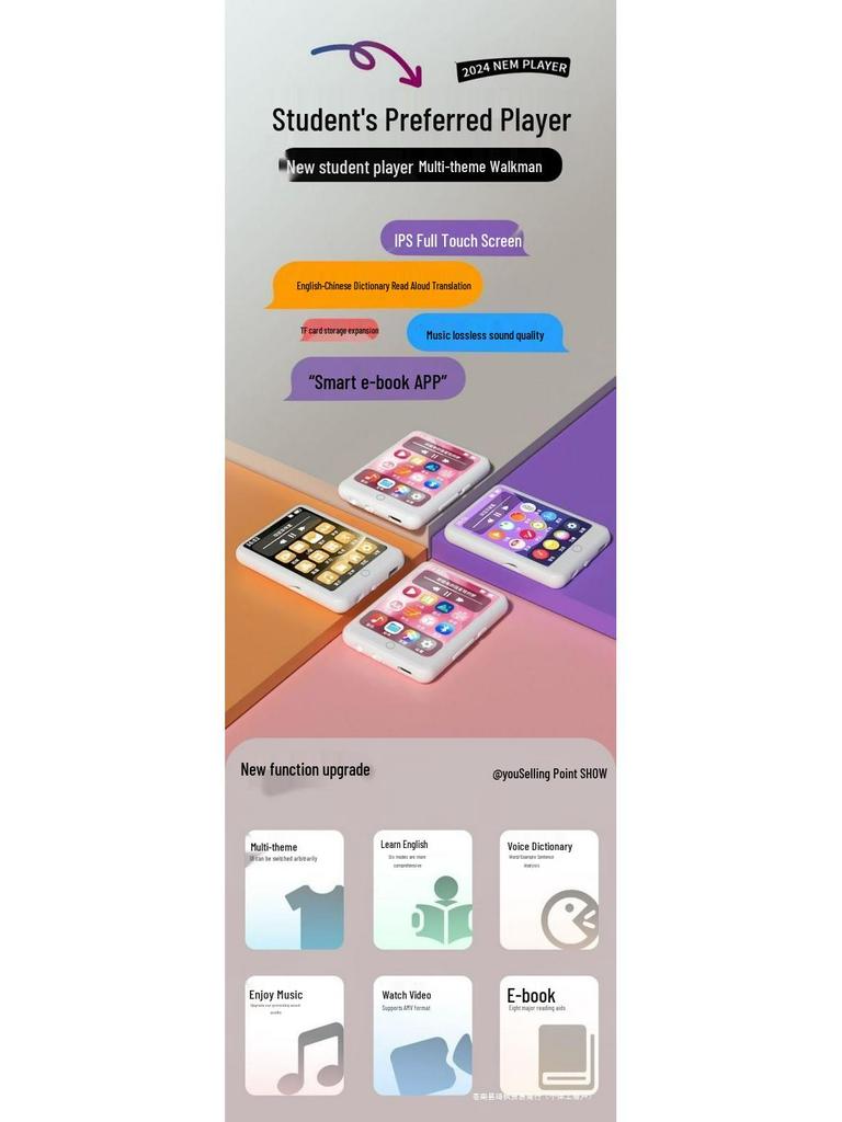 Neuer Walkman MP3-Player: Hochauflösender Touchscreen, Bluetooth, MP4/MP5-Kompatibilität für Musik