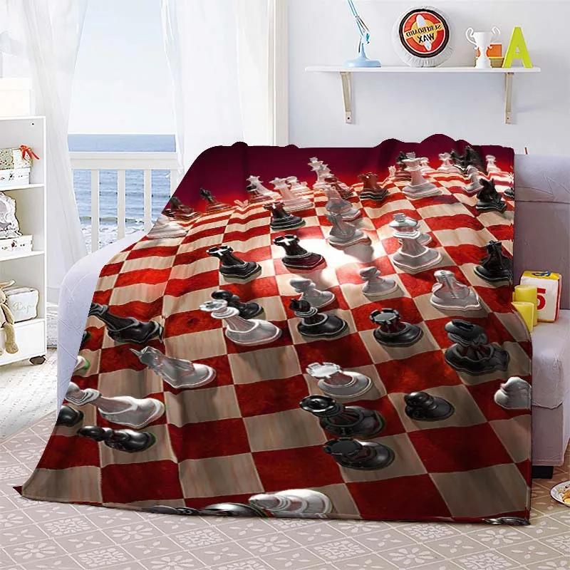 Chess Printed Flannel Blanket Chess Lovers Gift Blanket Blanket