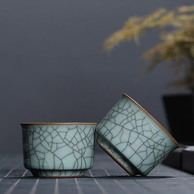Longquan Celadon Kantoor Theekopje Keramische Ge Oven Ijs Gebarsten Glazuur Kung Fu Master Cup Kleine Thee Kom Drinkware
