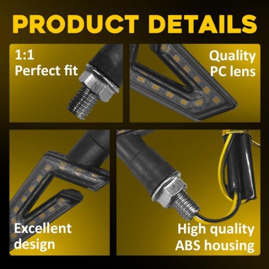 4PC Universal LED Motorcycle Turn Signals Indicator Amber Blinker Light Lamp EOA