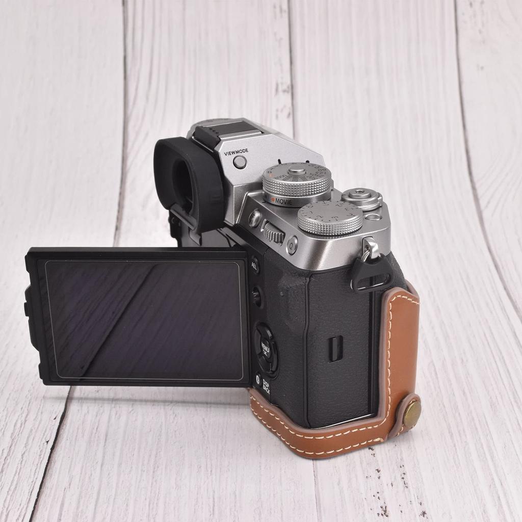 Kinokoo XT5 Camera Case, FUJIFILM X-T5 Case, XT5 Cover, XT5 Body Case, PU Leather, Battery Replacement, Tripod Mountable (Brown)