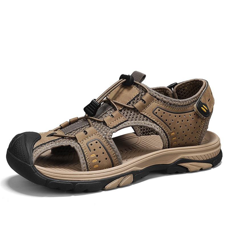 Summer new men's sports fashion outdoor bag head leather Velcro breathable beach youth foot sandals