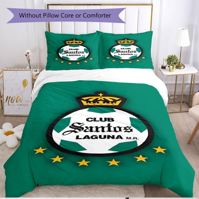 3pcs Duvet Cover Set (1*Duvet Cover + 2*Pillowcase, Without Core), Club Santos Laguna Print Soft All‑Season Bedding Set, Home Bedroom Decor Gift