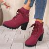 Fashion Women's Casual Block Heel Ankle Boots Lace Up Side Zipper Platform Short Boots Woman 2025 Autumn Comfort Chunky Heel Botas Mujer
