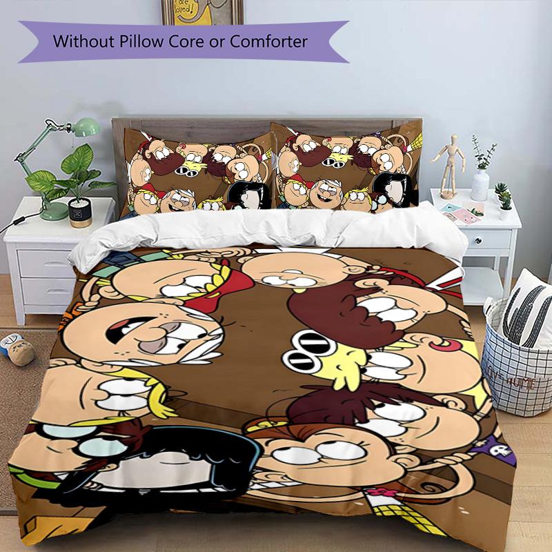 Loud House 3pcs Bedding Set Duvet Cover Closure Includes 1 Duvet Cover & 2 Pillowcases for All Seasons Bedroom Home Dorm Decor