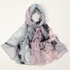 Breathable Watercolor Painting Scarf Ethnic Headscarf Fashion Tie-dyed Scarf  Daily
