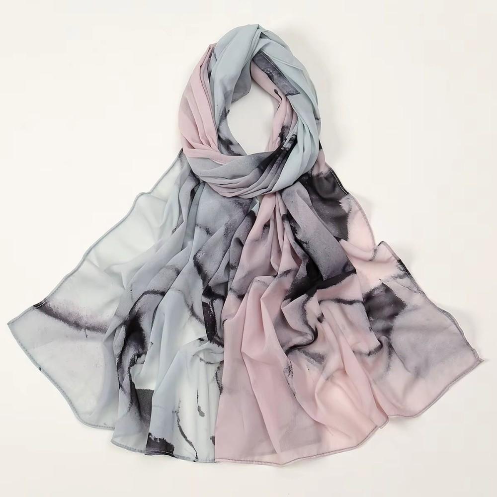 Breathable Watercolor Painting Scarf Ethnic Headscarf Fashion Tie-dyed Scarf Daily
