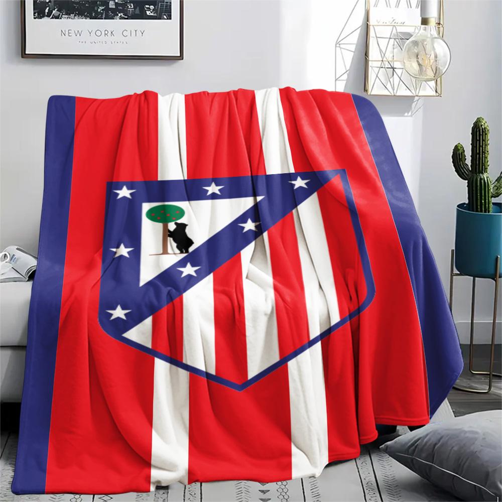 1Pc Atletico Madrid Logo Print Flannel Blanket High Quality Warm Comfortable Cover for All Seasons Perfect for Gifts Home Decor