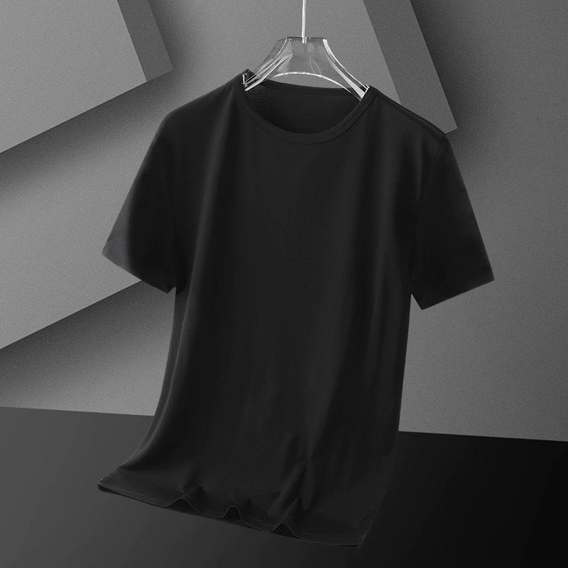 Men's Loose Fit Ice Silk Solid Color Short-Sleeve T-Shirt - Simple & Versatile Summer Style