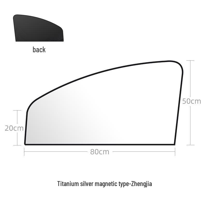 Magnetic Titanium Silver Car Side Window Sunshade Privacy Curtain