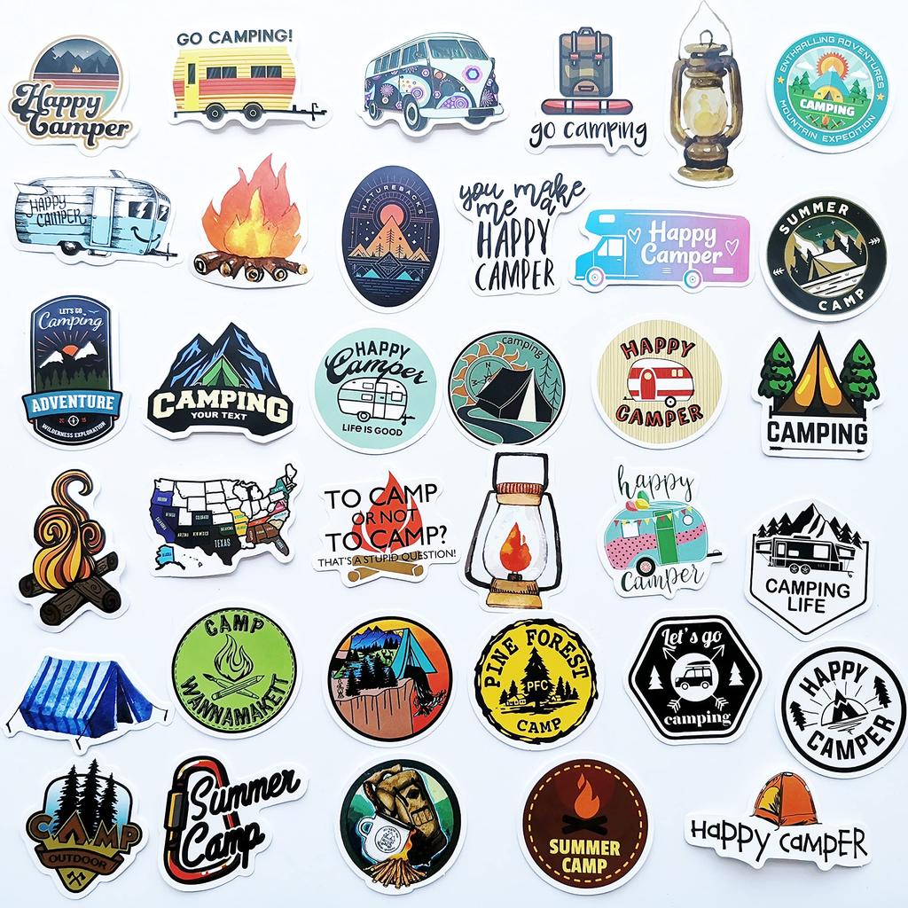 Bonfire Camping Stickers Camping Decals Solo Camping Outdoor Outdoor Campers Set of 50