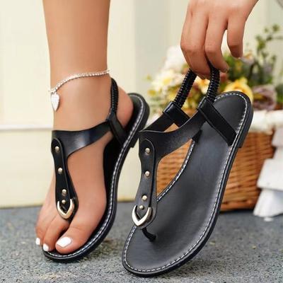 Fashion Fashion Women Sandals 2025 New Leather Flip Flops Summer Pinch Toe Beach Sandals for Women Non Slip Flat Sandals Sandalias Mujer