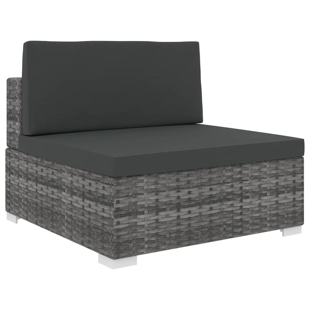 Modular Medium Sofa with Cushions Poly Rattan Grey
