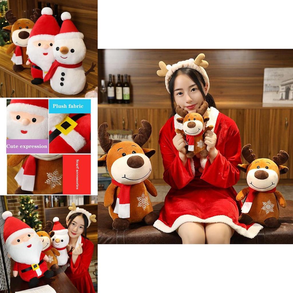 Adorabilmente Morbido Peluche Natalizio Babbo Natale Alce Pupazzo di Neve Bambola Ripiena Per Bambini e Adulti