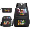 Large Capacity Schoolbag with Shoulder Strap; Student Three-piece Pencil Case Set