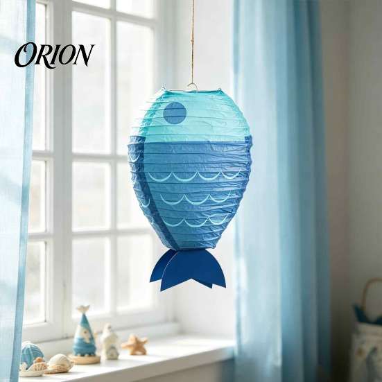 Paper Fish Hanging Lanterns Fish-Shaped Lantern, Ocean Theme Folding Lantern for Festival Party, Lightweight Decor Photo Backdrop, Birthday,