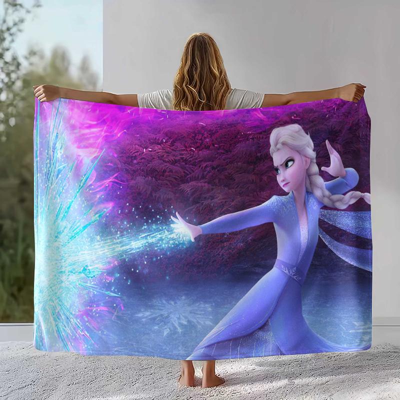 Cartoon F-Frozen girl Flannel Blanket,Ultra Soft Warm Plush Throw for Home Bedroom Bed Sofa Cover Camping Picnic gift kids