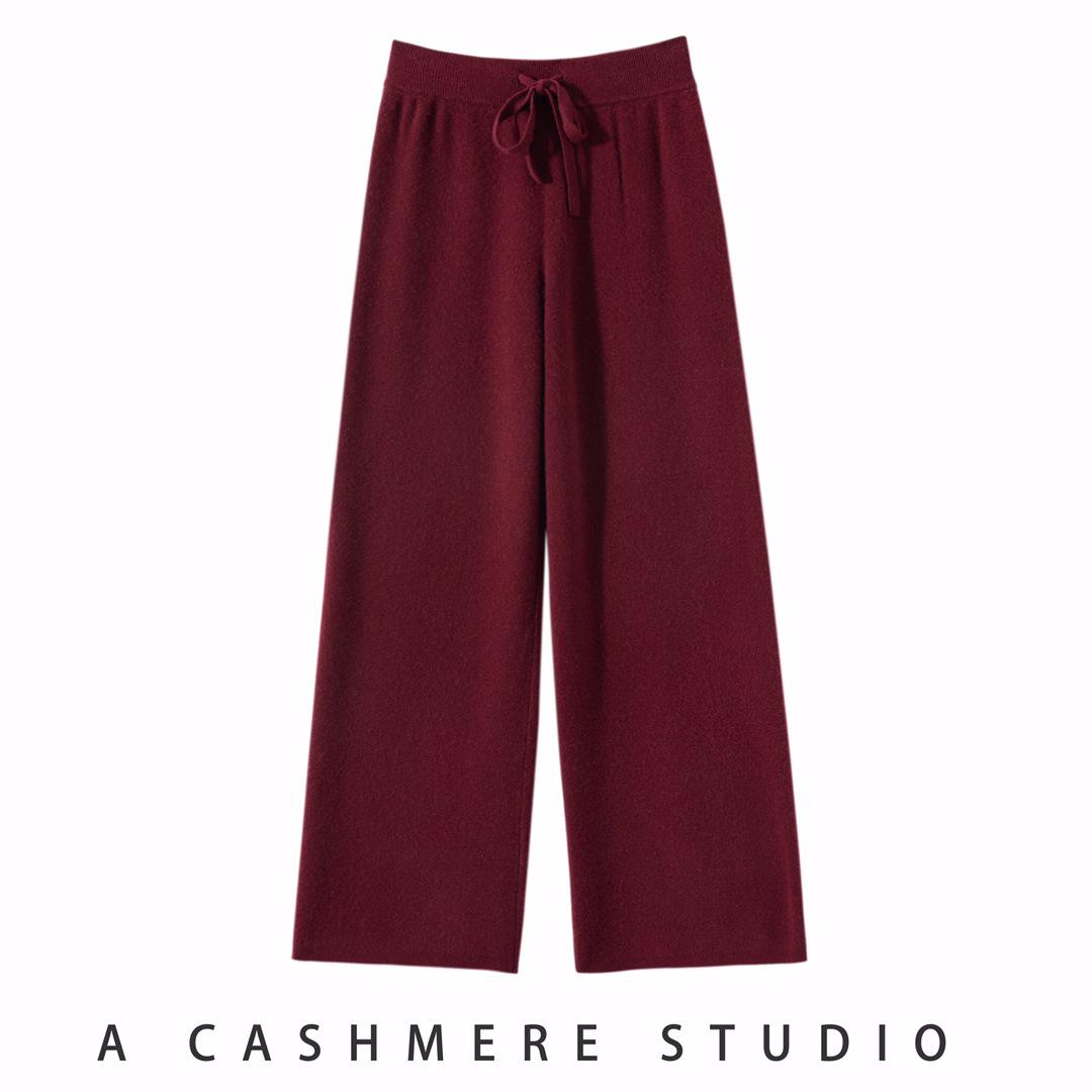 

Women s Cashmere Wide-Leg Knit Pants: Autumn/Winter Versatile, Slimming, Simple Fashion Large