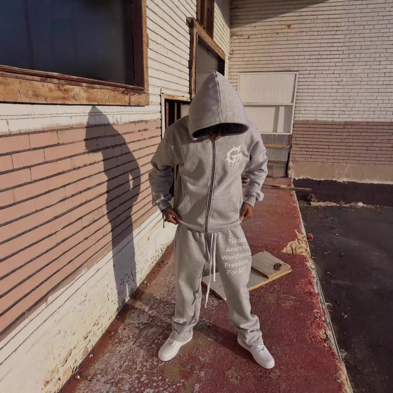 Streetwear Y2K Thorn Hoodie Sweatpants Set Trendy Printed 2-Piece Young Adults