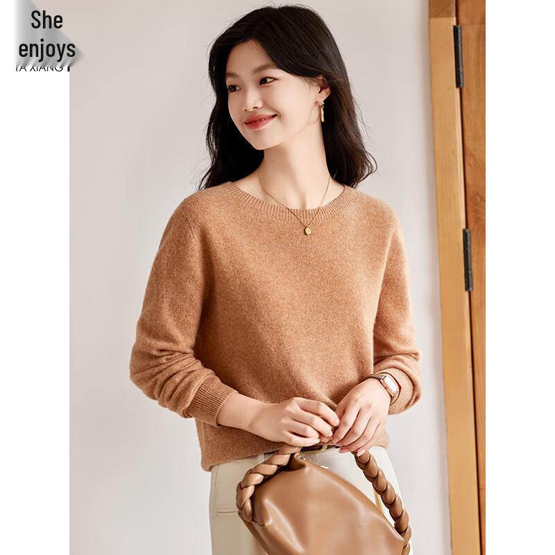 Damen 100% Reine Wolle Rundhals-Pullover