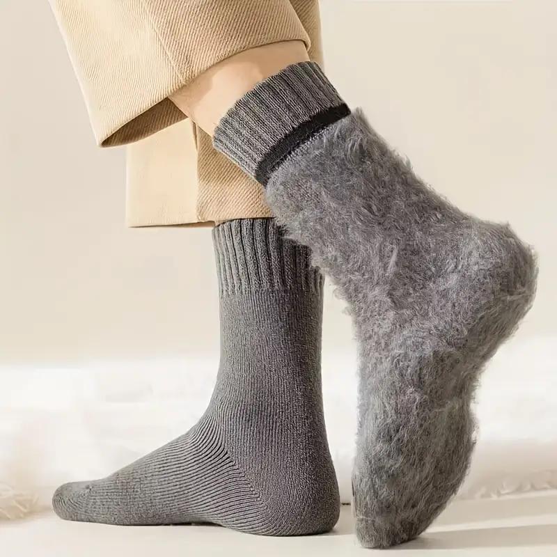 3 Paar Dicke Winter Samt Schnee Socken für Herren, Weiche Plüsch Warme Stiefelsocken, Ein Geschenk für Ehemänner, Väter oder Freunde