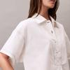 Calvin Klein Vintage Cotton Contrast Stitch Half-Placket Shirt Dress Women Dresses 47C016G
