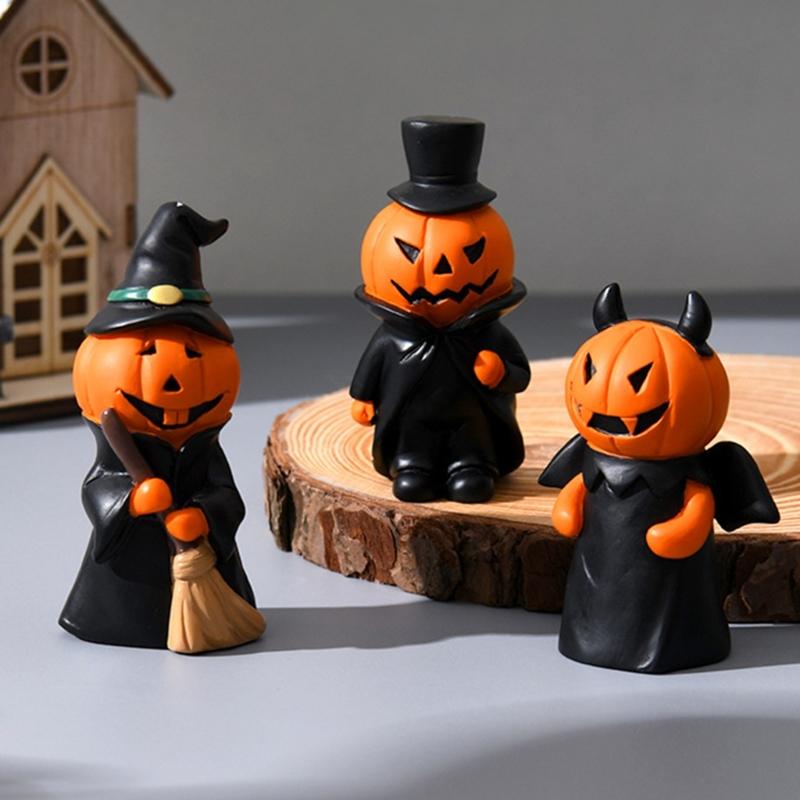 Festives Halloween Resin Pumpkin Figurine Colorful Centerpieces Decoration for Party and Home Display Desktop Accessory