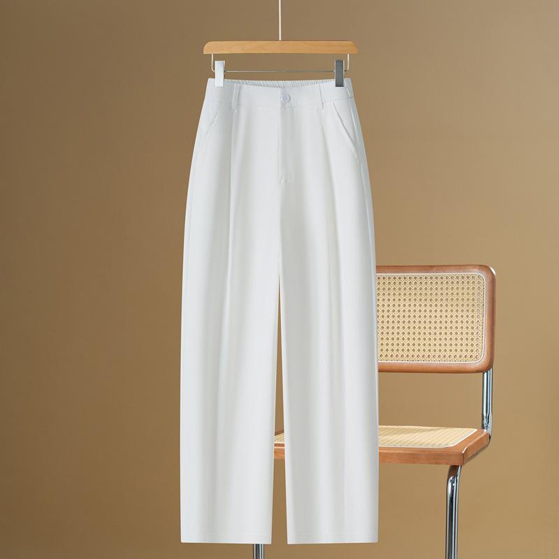 Fashion Navy Blue Nine-point Drape Harlan Pants Women's Summer Thin 1116 High-waisted Drape Straight Scimitar Pants